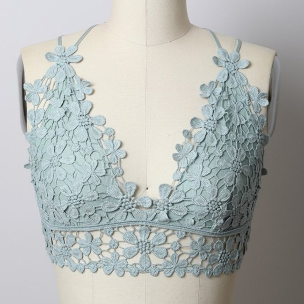 Daisy Crochet Bralette - Sage Blue - Small, Medium, Large